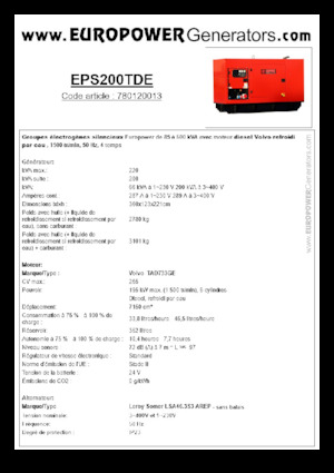 Stromerzeuger, Diesel Europower EPS200TDE (LS)
