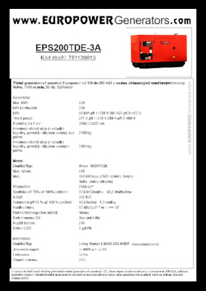 Stromerzeuger, Diesel Europower EPS200TDE-3A (LS)