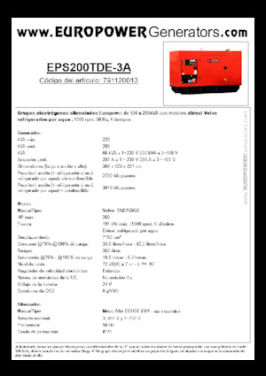 Stromerzeuger, Diesel Europower EPS200TDE-3A (MA)