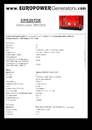Stromerzeuger, Diesel Europower EPS20TDE (MA)