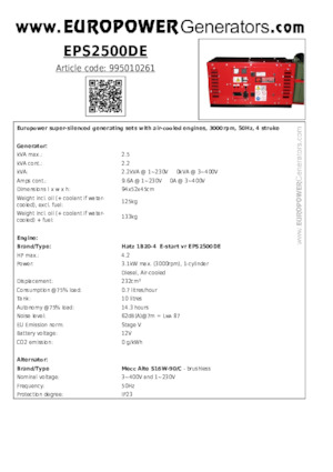 Stromerzeuger, Diesel Europower EPS2500DE (MA)