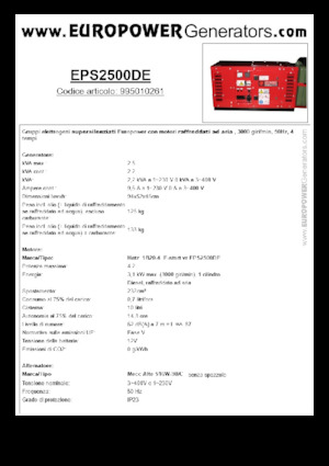 Stromerzeuger, Diesel Europower EPS2500DE (MA)