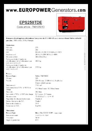 Stromerzeuger, Diesel Europower EPS250TDE (MA)