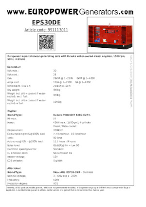 Stromerzeuger, Diesel Europower EPS30DE (MA)
