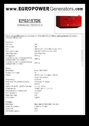 Stromerzeuger, Diesel Europower EPS315TDE (MA)