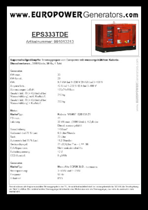 Stromerzeuger, Diesel Europower EPS333TDE (MA)