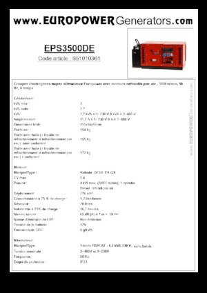 Stromerzeuger, Diesel Europower EPS3500DE (S)