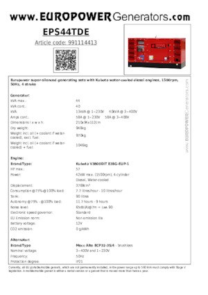 Stromerzeuger, Diesel Europower EPS44TDE (MA)