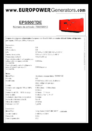 Stromerzeuger, Diesel Europower EPS500TDE (LS)