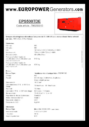 Stromerzeuger, Diesel Europower EPS500TDE (MA)