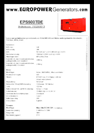 Stromerzeuger, Diesel Europower EPS500TDE (MA)