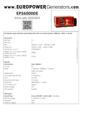 Stromerzeuger, Diesel Europower EPS6000DE (S)