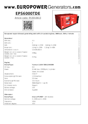 Stromerzeuger, Diesel Europower EPS6000TDE (S)