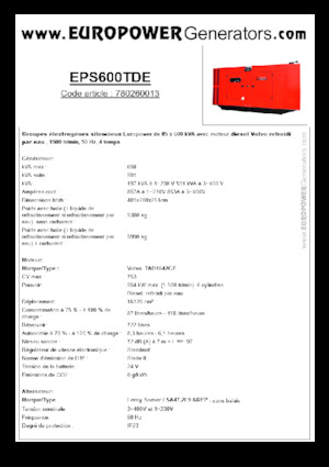 Stromerzeuger, Diesel Europower EPS600TDE (LS)