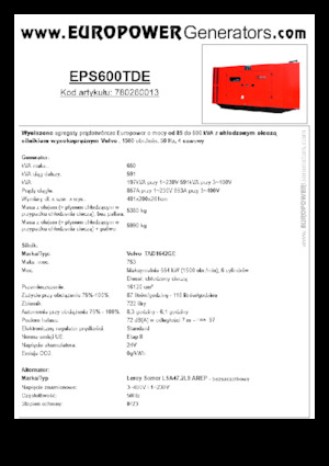 Stromerzeuger, Diesel Europower EPS600TDE (LS)