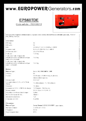Stromerzeuger, Diesel Europower EPS60TDE (LS)