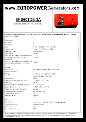 Stromerzeuger, Diesel Europower EPS60TDE-3A (LS)