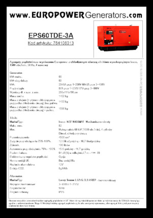 Stromerzeuger, Diesel Europower EPS60TDE-3A (LS)