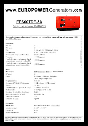 Stromerzeuger, Diesel Europower EPS60TDE-3A (MA)