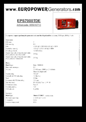 Stromerzeuger, Diesel Europower EPS7000TDE (S)