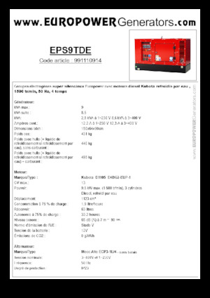 Stromerzeuger, Diesel Europower EPS9TDE (MA)