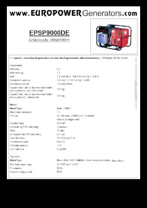 Stromerzeuger, Diesel Europower EPSP9000DE (MA)