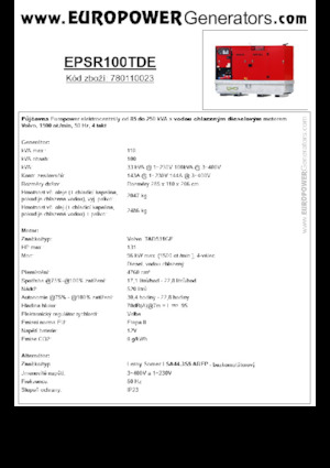 Stromerzeuger, Diesel Europower EPSR100TDE (LS)