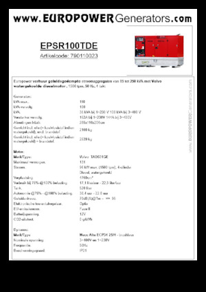 Stromerzeuger, Diesel Europower EPSR100TDE (MA)
