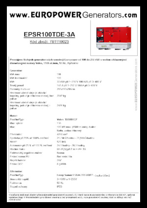 Stromerzeuger, Diesel Europower EPSR100TDE-3A (LS)
