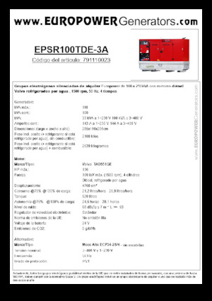 Stromerzeuger, Diesel Europower EPSR100TDE-3A (MA)