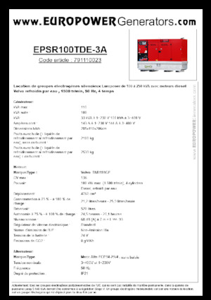 Stromerzeuger, Diesel Europower EPSR100TDE-3A (MA)