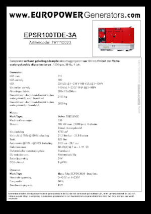 Stromerzeuger, Diesel Europower EPSR100TDE-3A (MA)