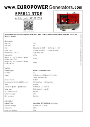 Stromerzeuger, Diesel Europower EPSR11-3TDE (MA)