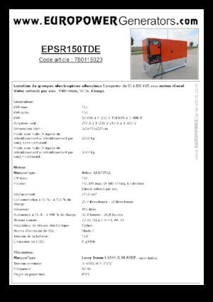 Stromerzeuger, Diesel Europower EPSR150TDE (LS)