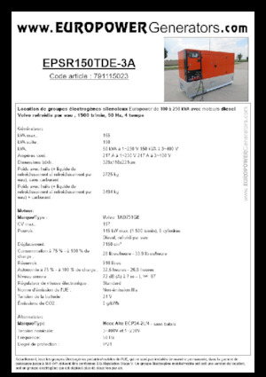 Stromerzeuger, Diesel Europower EPSR150TDE-3A (MA)