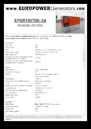 Stromerzeuger, Diesel Europower EPSR150TDE-3A (MA)