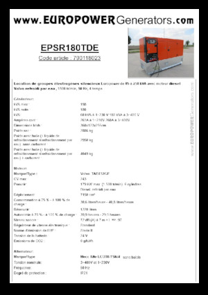 Stromerzeuger, Diesel Europower EPSR180TDE (MA)