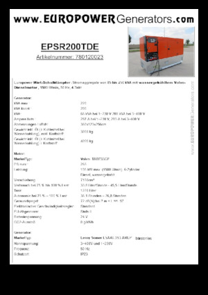 Stromerzeuger, Diesel Europower EPSR200TDE (LS)