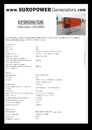 Stromerzeuger, Diesel Europower EPSR200TDE (MA)