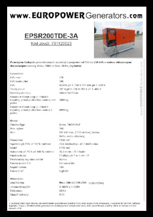 Stromerzeuger, Diesel Europower EPSR200TDE-3A (MA)