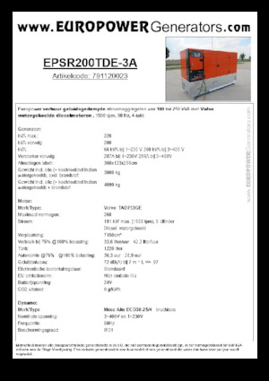 Stromerzeuger, Diesel Europower EPSR200TDE-3A (MA)