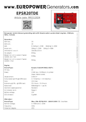 Stromerzeuger, Diesel Europower EPSR20TDE (MA)