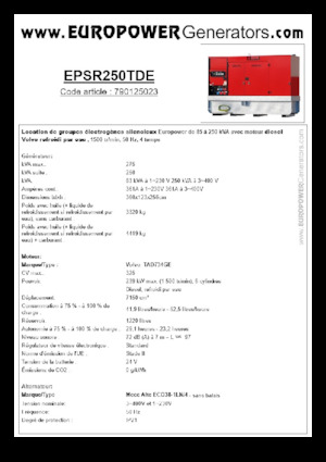 Stromerzeuger, Diesel Europower EPSR250TDE (MA)