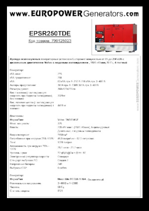 Stromerzeuger, Diesel Europower EPSR250TDE (MA)
