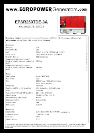Stromerzeuger, Diesel Europower EPSR250TDE-3A (LS)