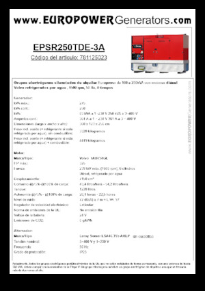 Stromerzeuger, Diesel Europower EPSR250TDE-3A (LS)