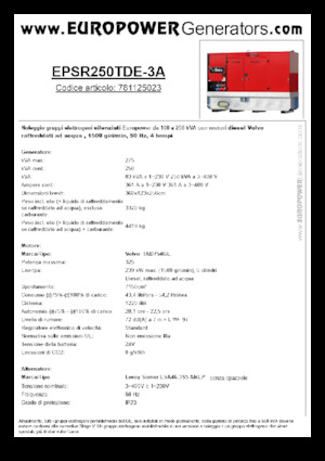 Stromerzeuger, Diesel Europower EPSR250TDE-3A (LS)