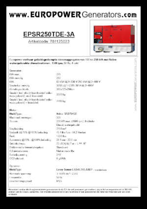 Stromerzeuger, Diesel Europower EPSR250TDE-3A (LS)