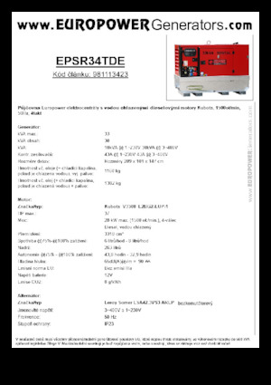 Stromerzeuger, Diesel Europower EPSR34TDE (LS)