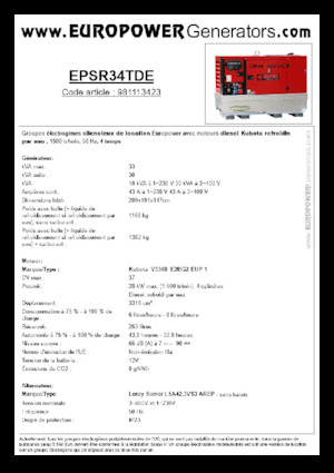 Stromerzeuger, Diesel Europower EPSR34TDE (LS)